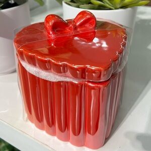 Target Bullseye Ceramic Heart with Bow Jar Canister